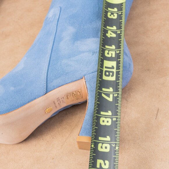 Stuart Weitzman Women Xcurve 85 Blue Suede Pointy Slouch Fashion Boots sz 8.5 - Picture 7 of 10